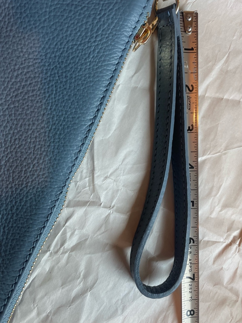 Peruzzi Slate Blue Leather Classic Wristlet NWT - Picture 10 of 12